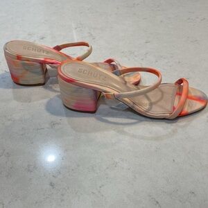 Schultz Kyra Tie-Dye Suede Sculptural Heel Dress Sandals size 6B
